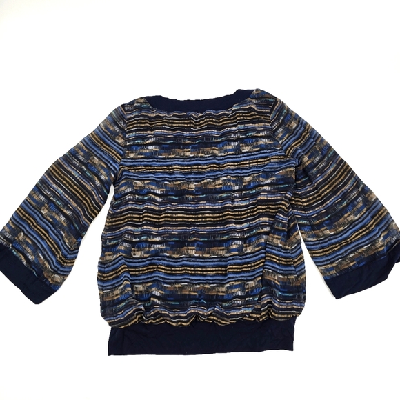 Liz Claiborne Striped Blue and Brown Top Size S - Picture 3 of 3